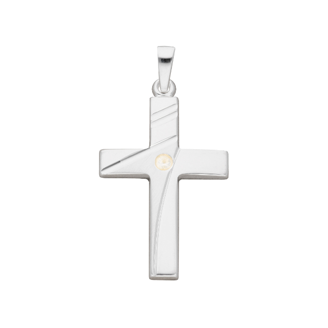 Kreuz Anhänger in Silber und mit Zirkonia - Juwelier Donkel