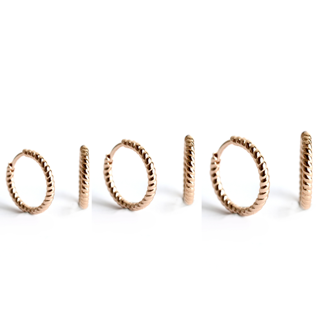 WILHELM MÜLLER - Creolen in Silber rose vergoldet Kordel in 3 größen - Juwelier Donkel