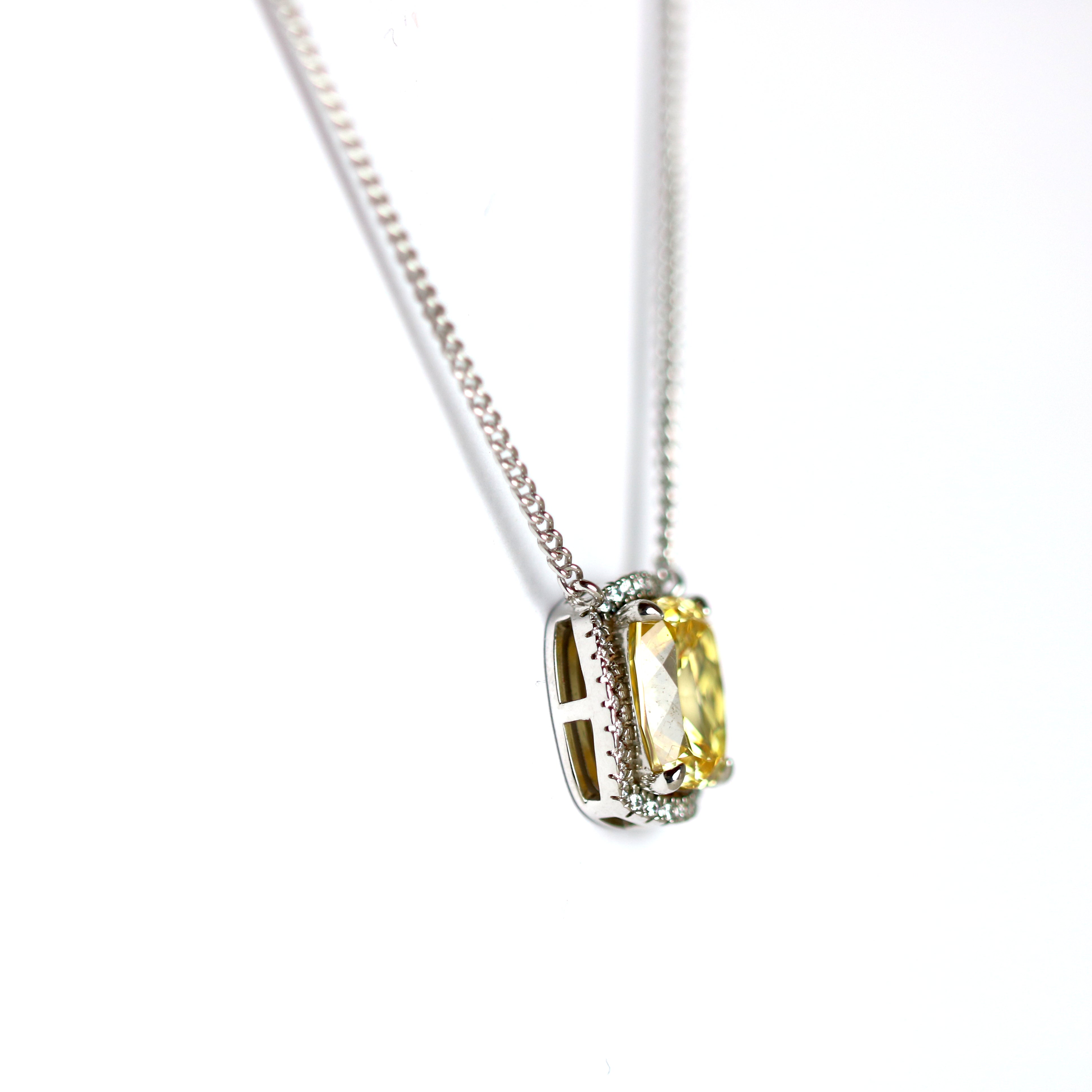 WILHELM MÜLLER - Halskette in Silber mit gelbem Zirkonia Anhänger - Juwelier Donkel