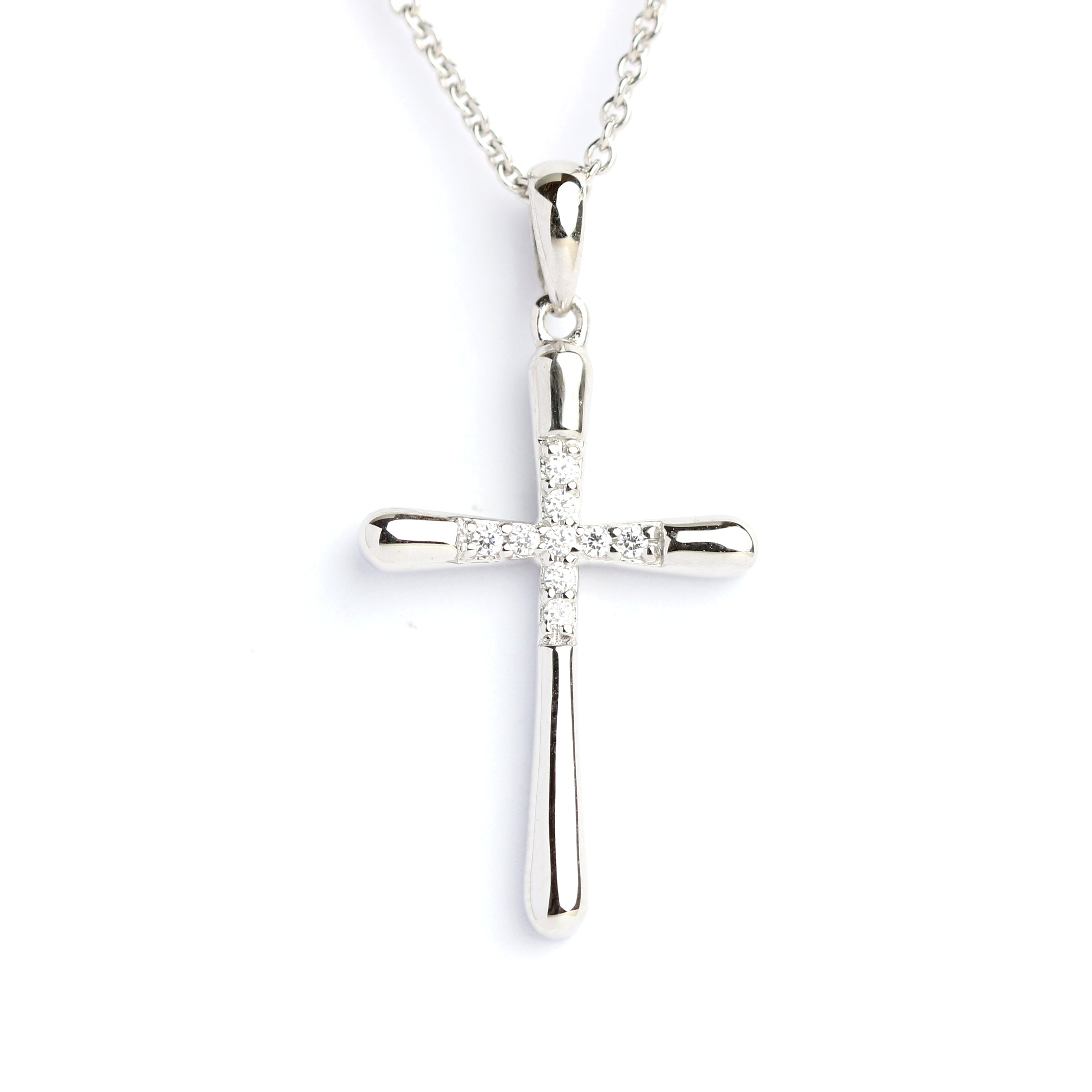 WILHELM MÜLLER - Kreuz Anhänger in Weißgold mit Zirkonia - Juwelier Donkel