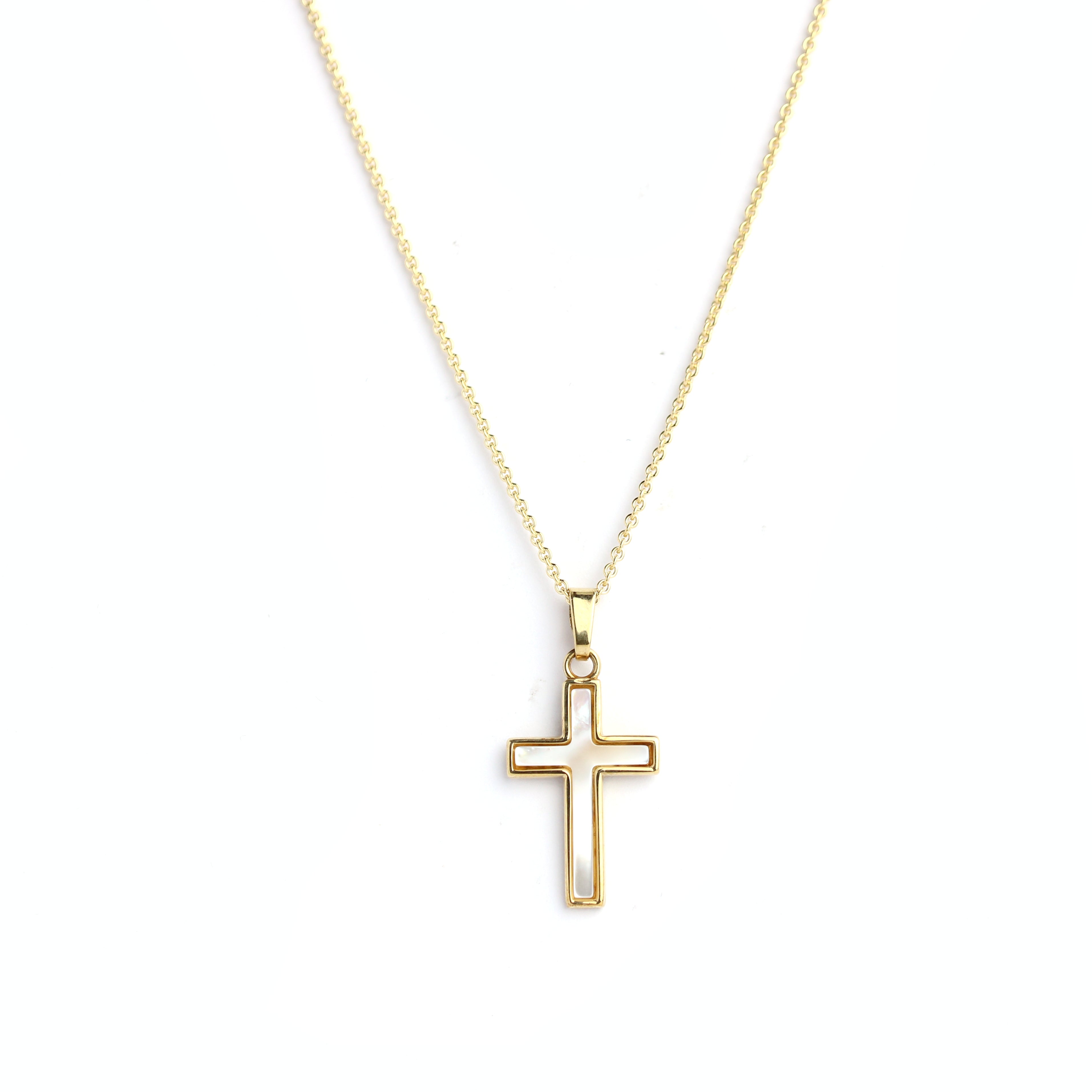 WILHELM MÜLLER - Kreuz Anhänger in Gold mit Perlmutt - Juwelier Donkel