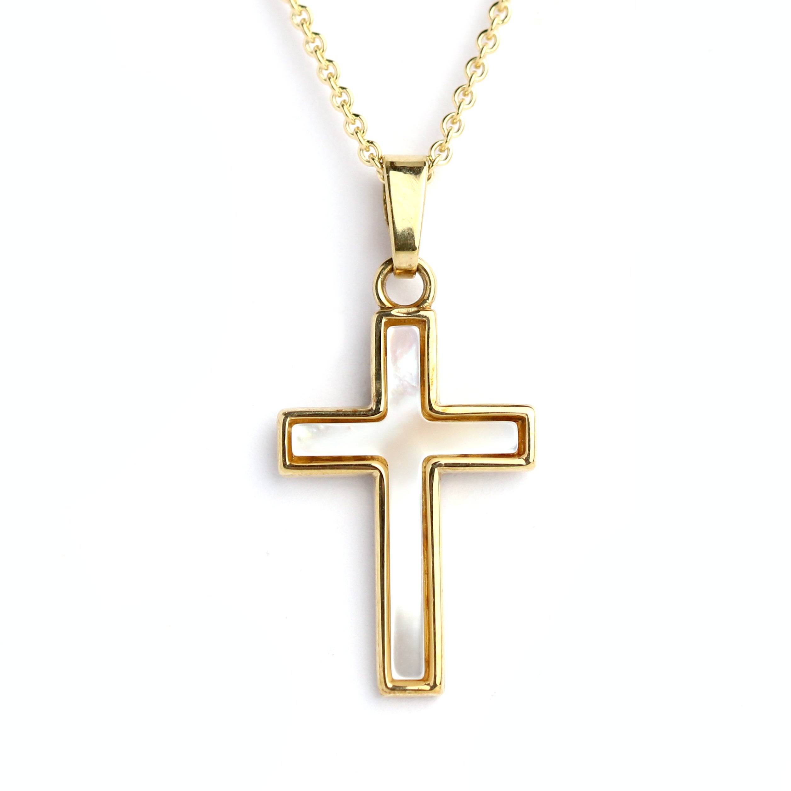 WILHELM MÜLLER - Kreuz Anhänger in Gold mit Perlmutt - Juwelier Donkel