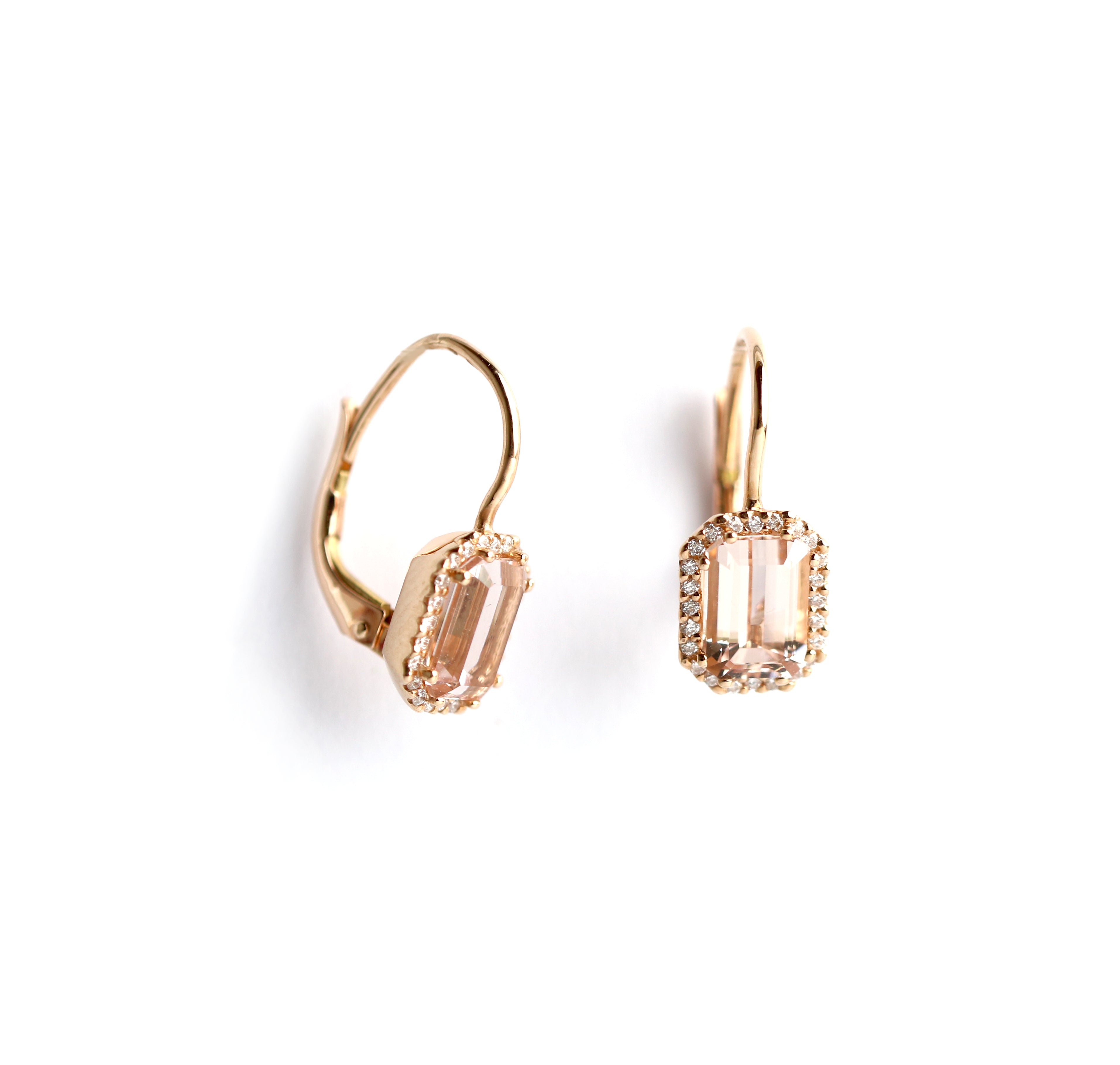 WILHELM MÜLLER - Ohrhänger in Rosegold mit Morganit und Brillanten - Juwelier Donkel