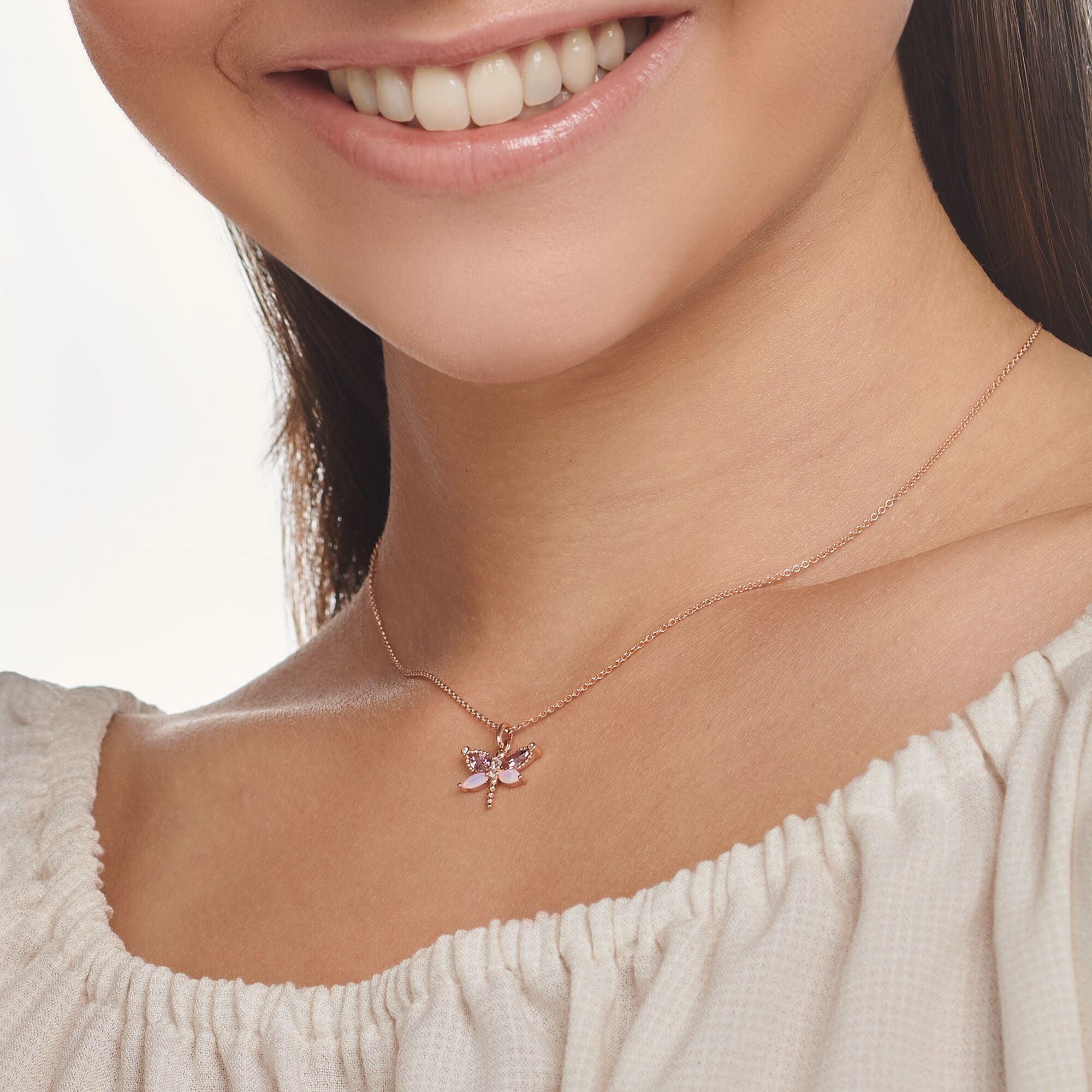 THOMAS SABO - Kette Libelle mit Zirkonia in Silber rosé vergoldet