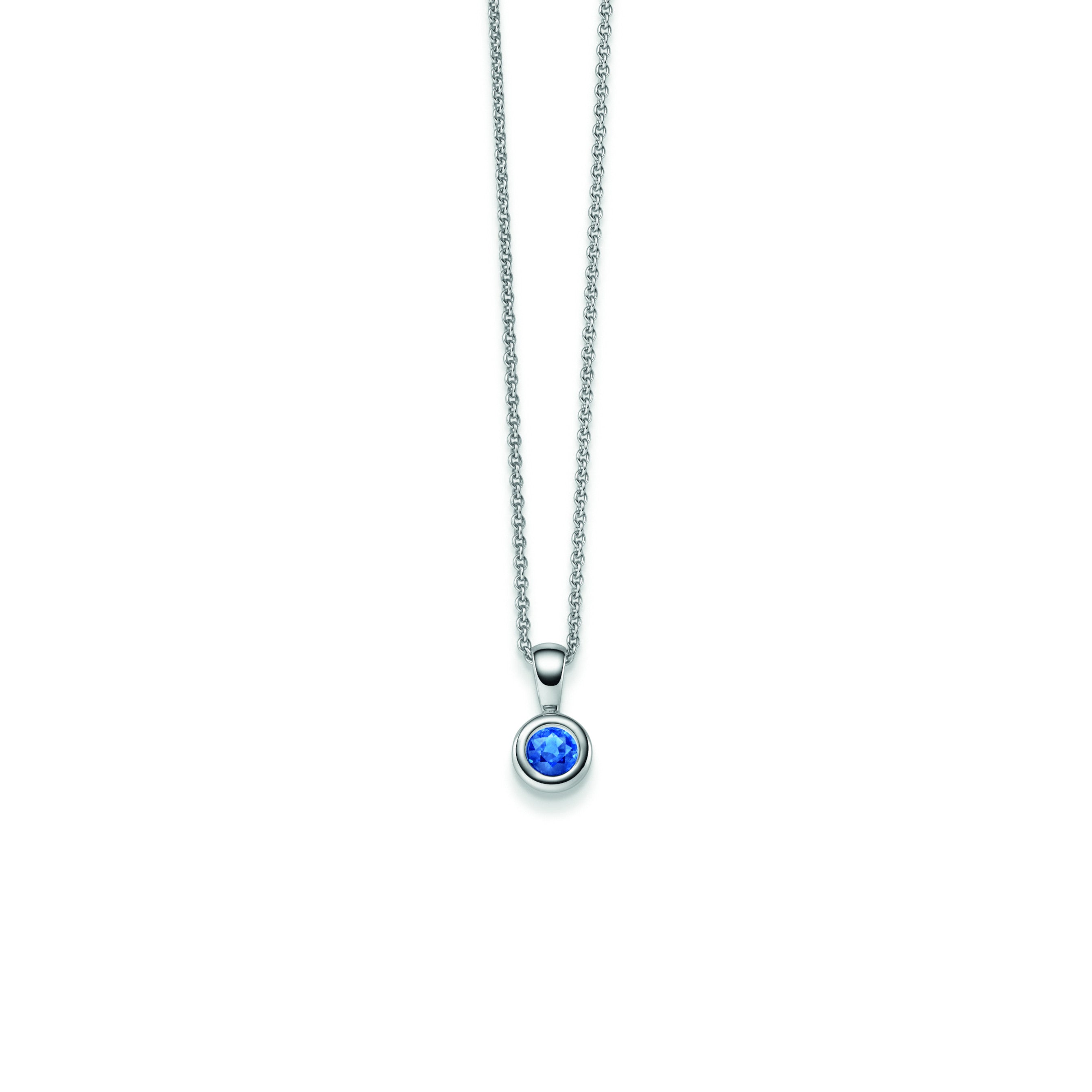 WILHELM MÜLLER - Halskette in Weißgold mit blauem Saphir Anhänger - Juwelier Donkel