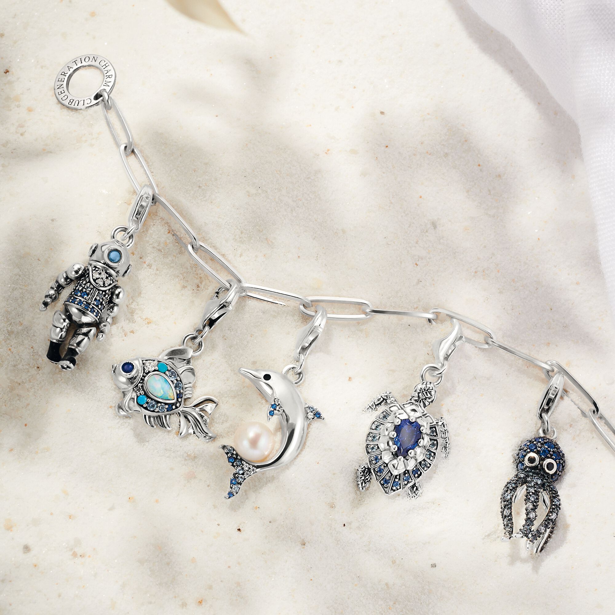 THOMAS SABO - Charm-Anhänger Schildkröte mit blauen Zirkonia in Silber