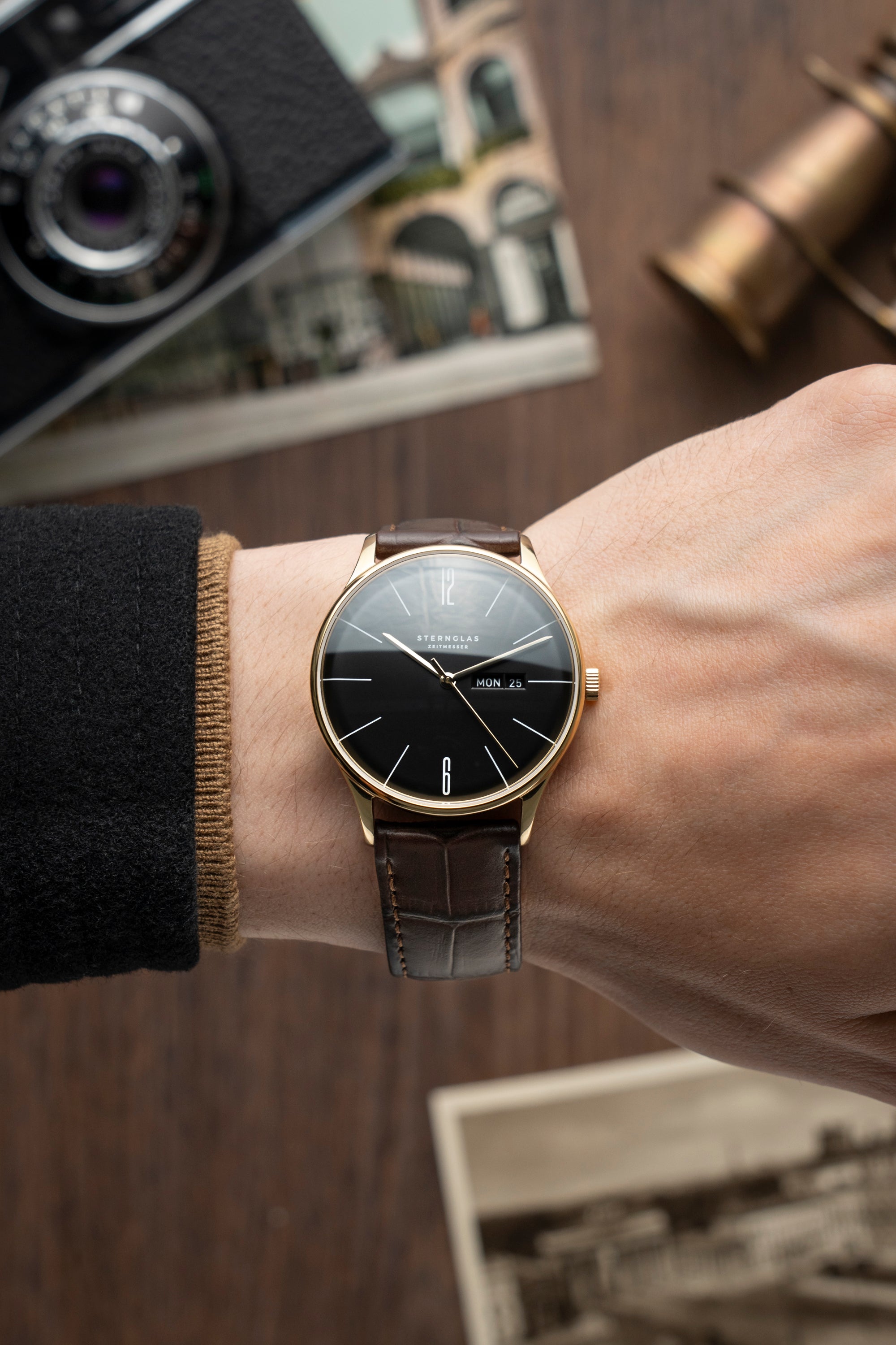 STERNGLAS - Berlin Piano schwarz 38mm Lederband