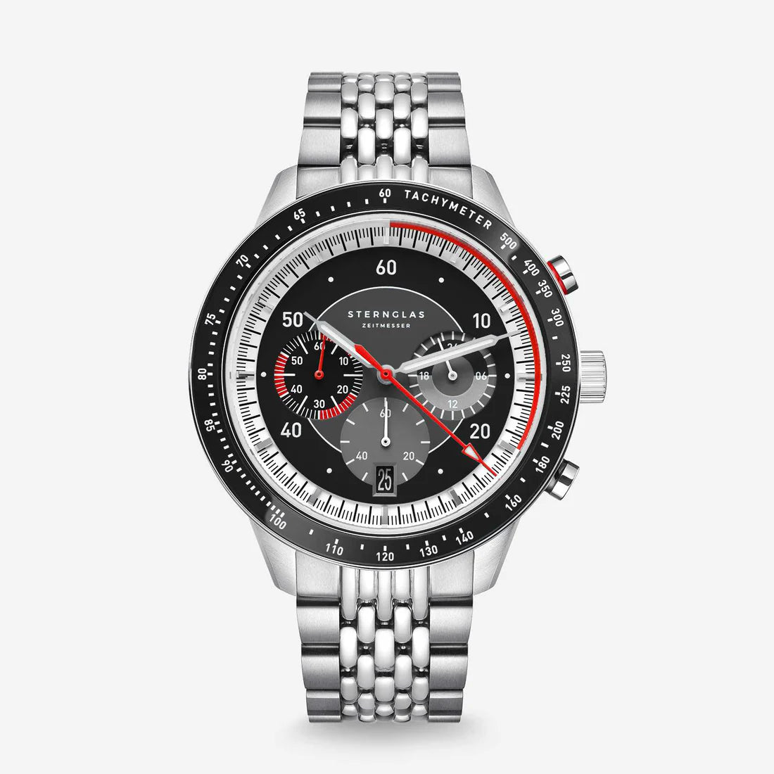 STERNGLAS - Tachymeter 2.0 schwarz-Edelstahl mit sportlich-elegantem Design