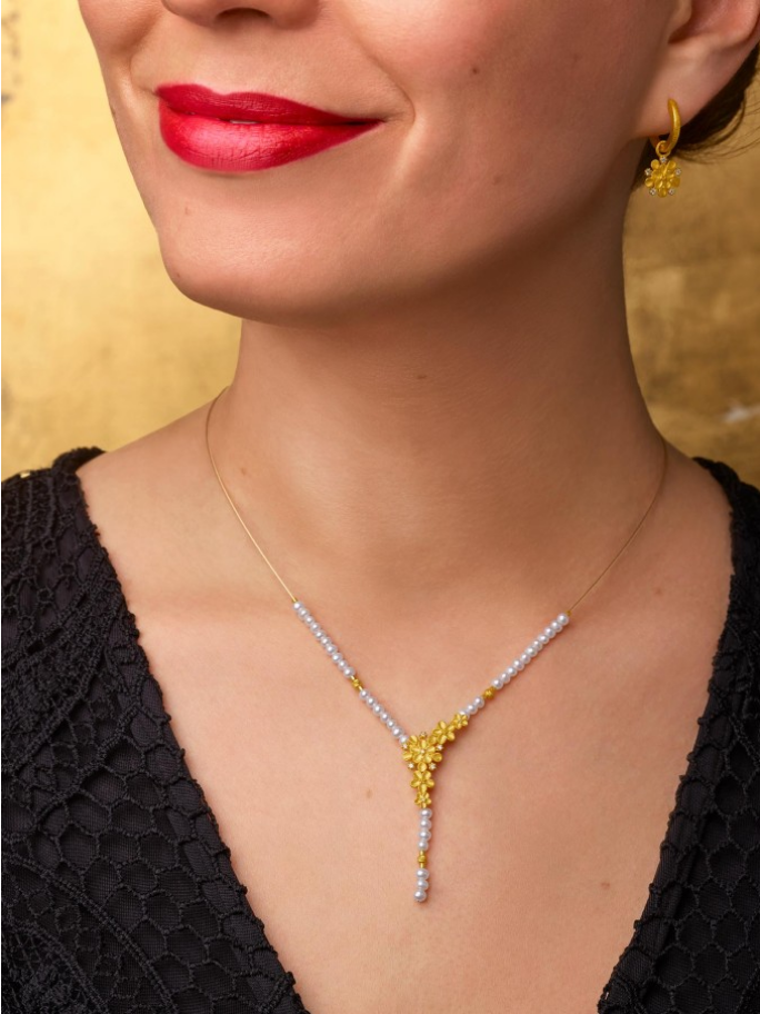 BERND WOLF - Halskette Yacera in Silber vergoldet mit Süßwasserperlen - Juwelier Donkel