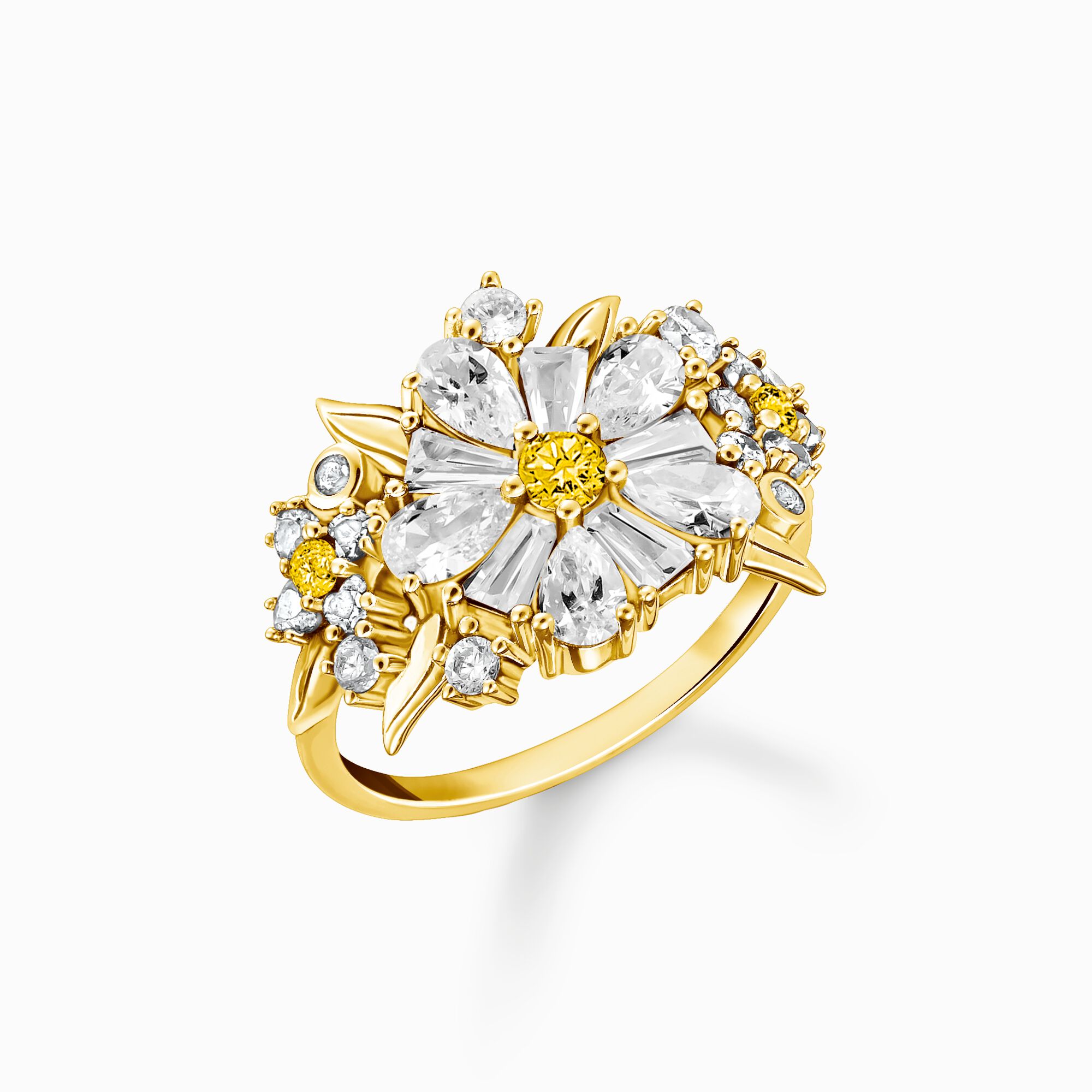 THOMAS SABO - Cocktailring Blume Lovely Daisy mit Steinen vergoldet - Juwelier Donkel