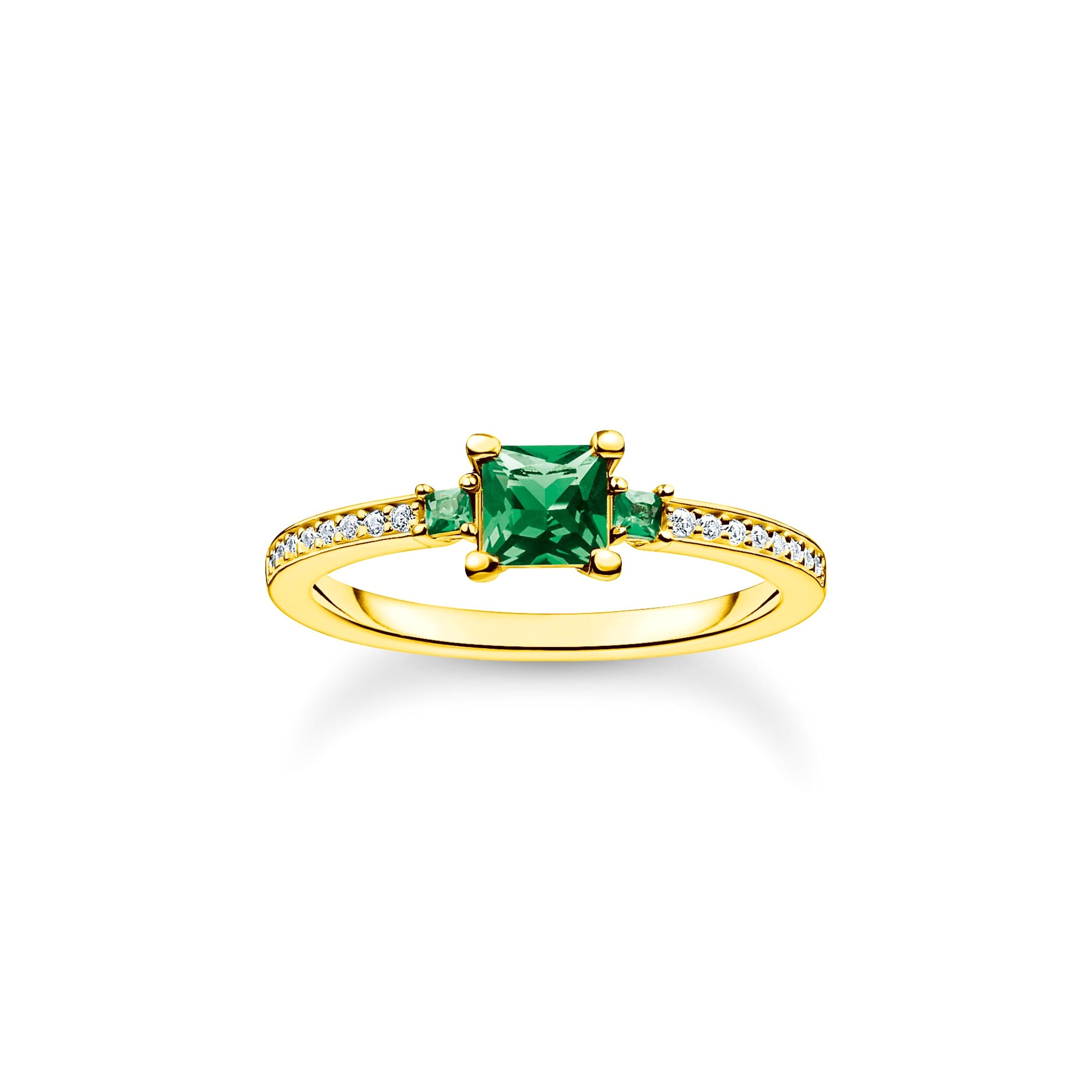 THOMAS SABO - Ring mit grünen und weißen Zirkonia in Silber vergoldet - Juwelier Donkel