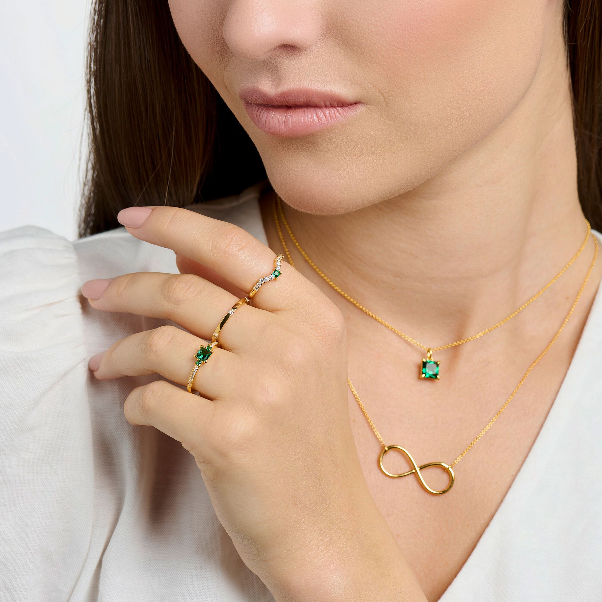 THOMAS SABO - Ring mit grünen und weißen Zirkonia in Silber vergoldet - Juwelier Donkel
