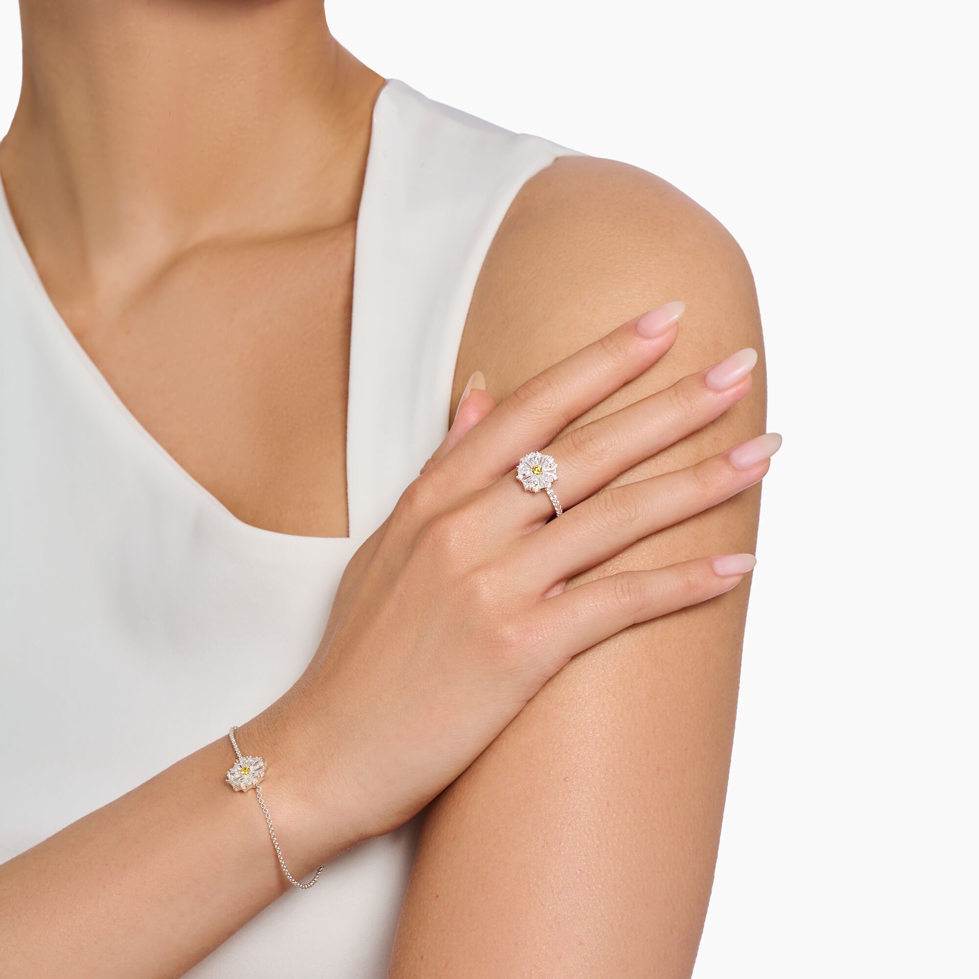 THOMAS SABO - Cocktailring Blume Lovely Daisy mit Steinen Silber - Juwelier Donkel