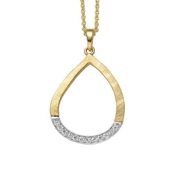 Anhänger in Gold mit Tropfenform und Zirkonia - Juwelier Donkel