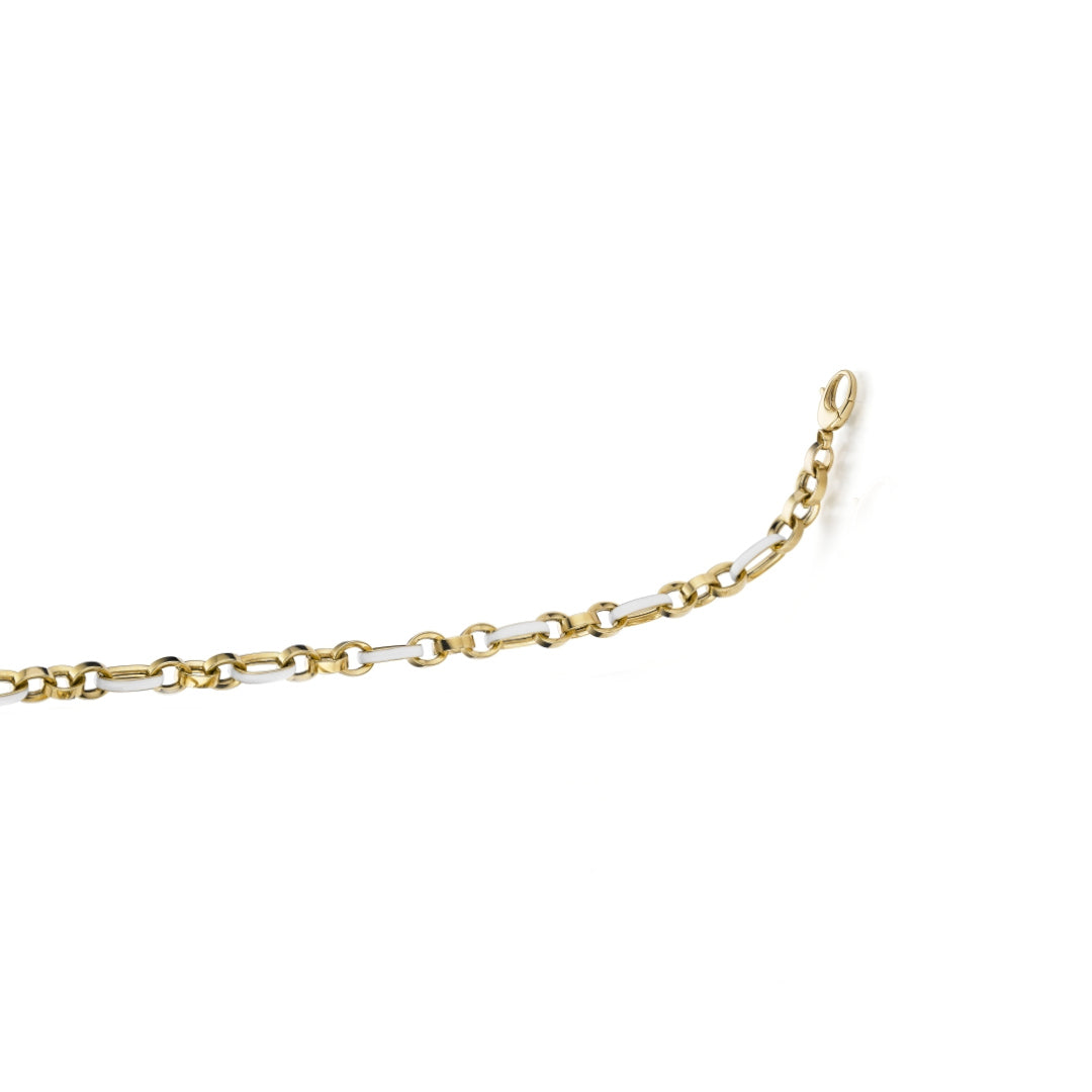 WILHELM MÜLLER - Armkette in Gold mit weißem Emaille