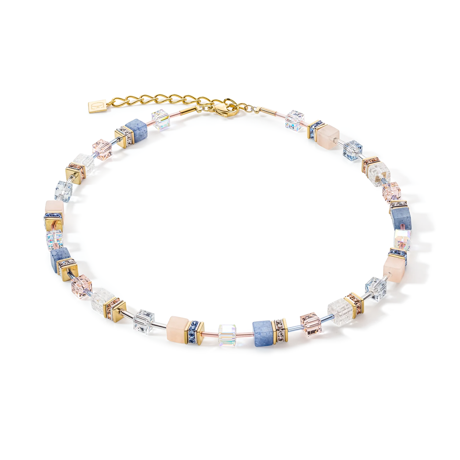 COEUR DE LION - Halskette Iconic Precious Halskette hellblau mit Bergkristall Edelstahl vergoldet - Juwelier Donkel