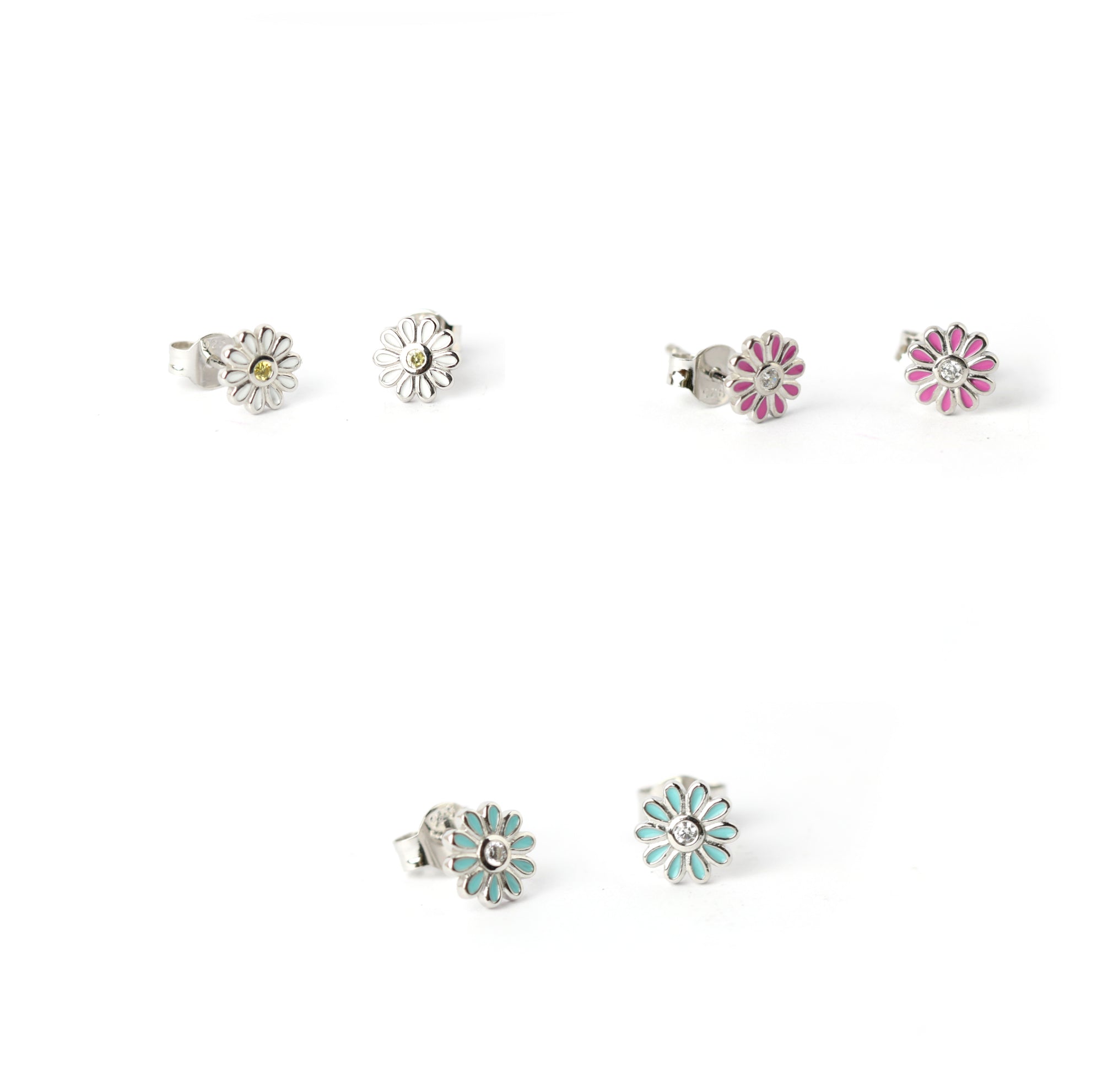 WILHELM MÜLLER - Kinderohrstecker mit Blumen in Silber 3 verschiedene Farben - Juwelier Donkel