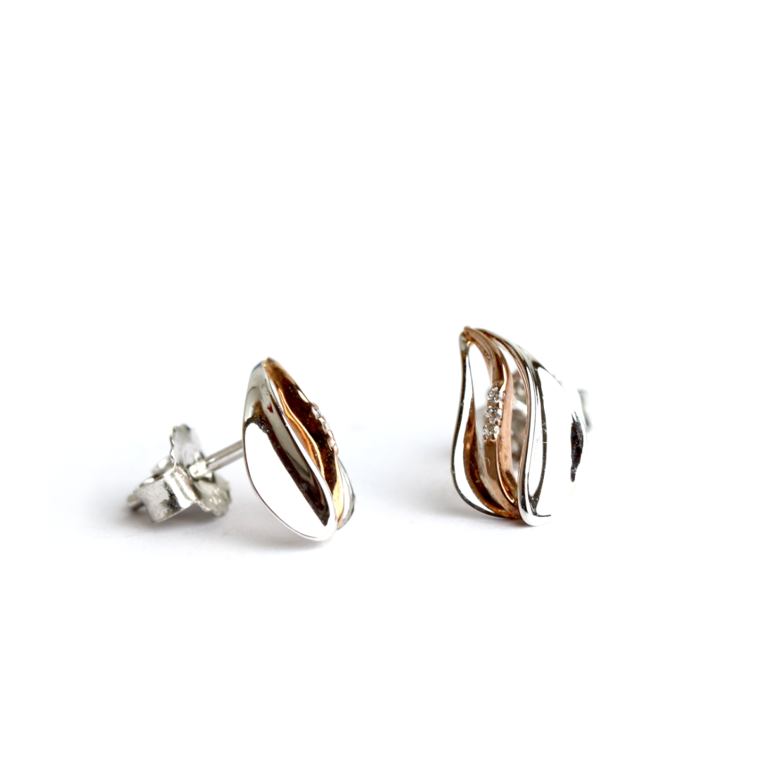 WILHELM MÜLLER - Ohrstecker in Silber teilweise rose vergoldet  mit Zirkonia - Juwelier Donkel