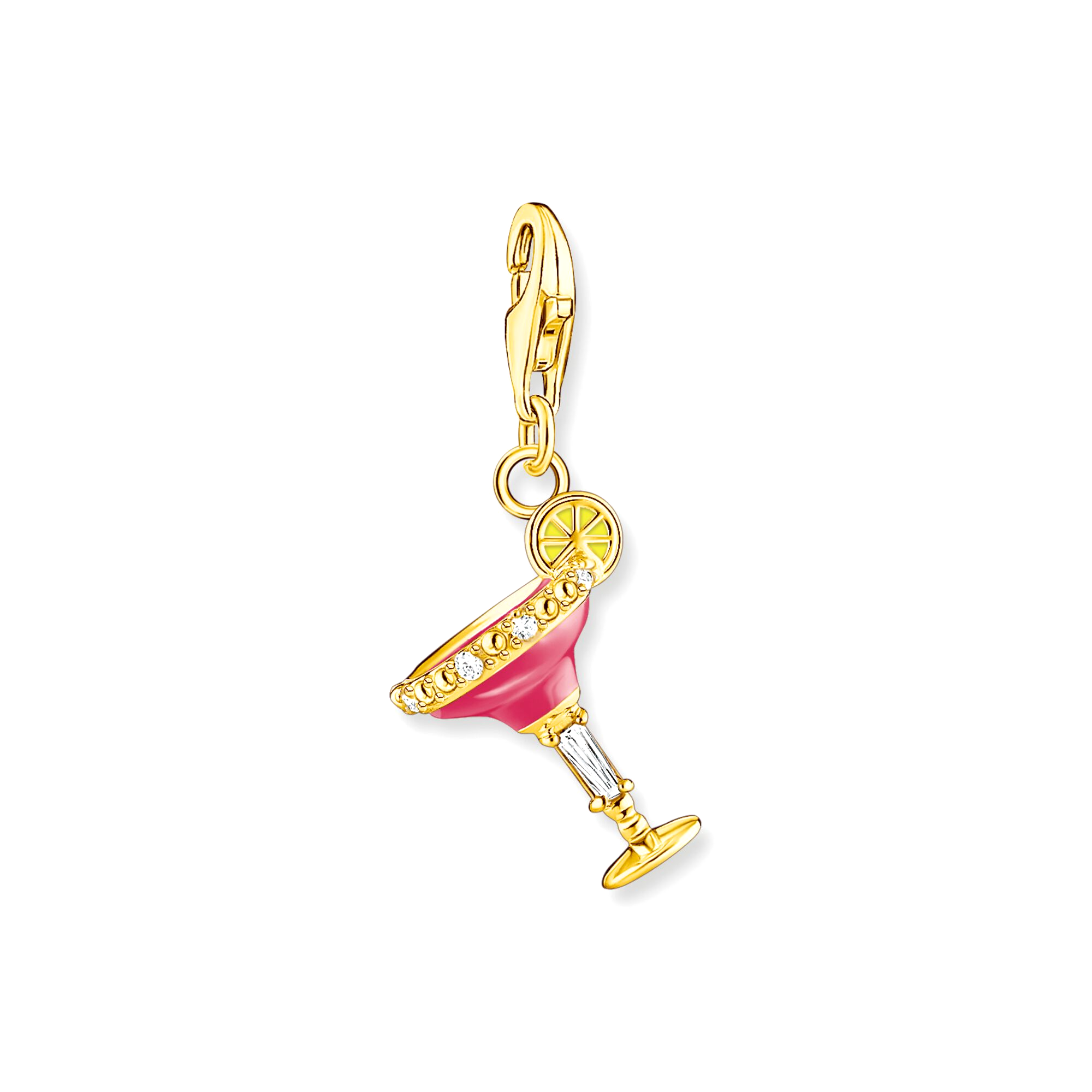 THOMAS SABO - Charm-Anhänger rotes Cocktail-Glas in Silber vergoldet - Juwelier Donkel