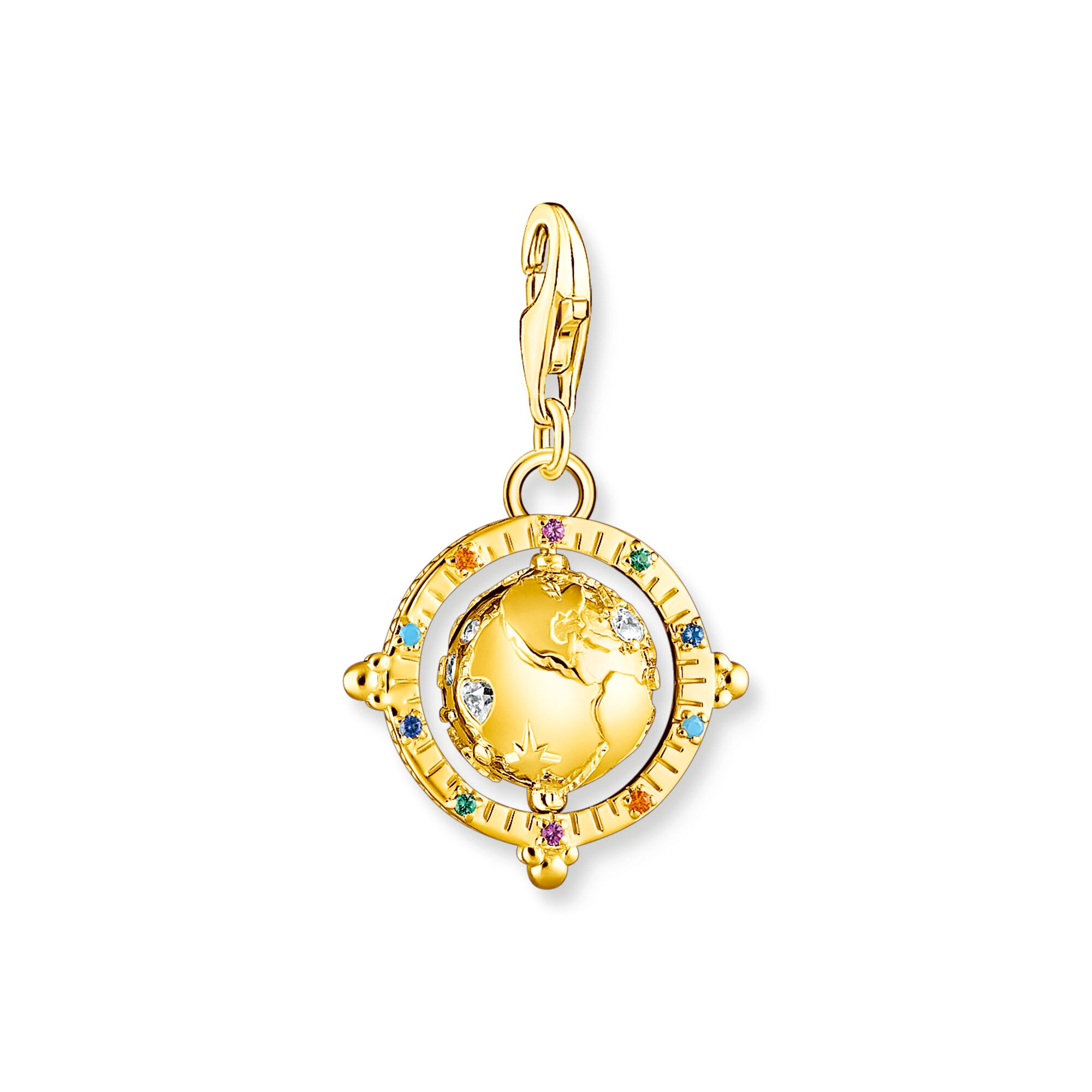 THOMAS SABO - Charm-Anhänger bunte Weltkugel in Silber vergoldet - Juwelier Donkel