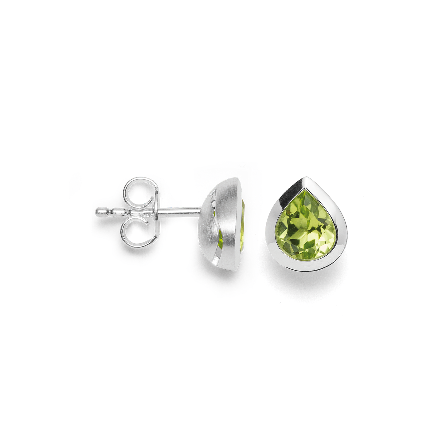 BASTIAN INVERUN - Ohrstecker Pear Cut in Silber mit Sattgrünem Peridot - Juwelier Donkel
