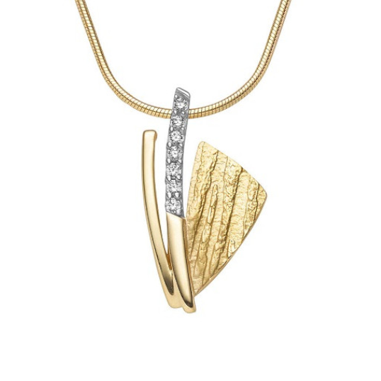 FRÖHLICH - Anhänger in Gold mattiert mit Zirkonia