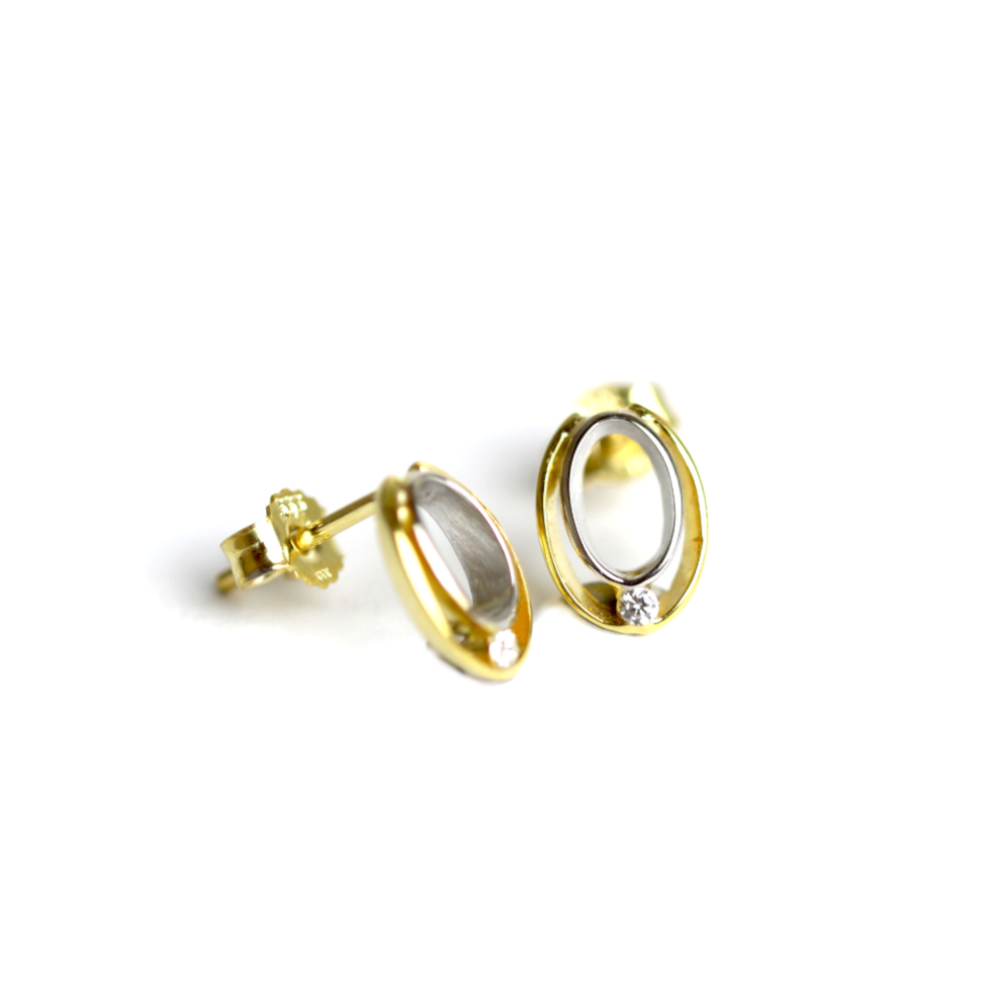 WILHELM MÜLLER - Ohrstecker in Bicolor Gold mit Zirkonia - Juwelier Donkel