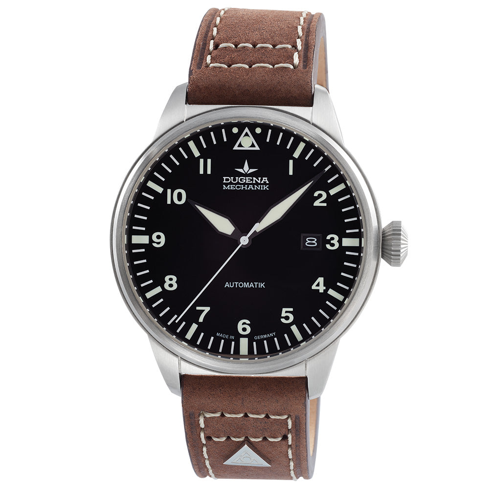 DUGENA -  Kappa 7 Airtrip Automatik Schwarz Silber Lederband - Juwelier Donkel