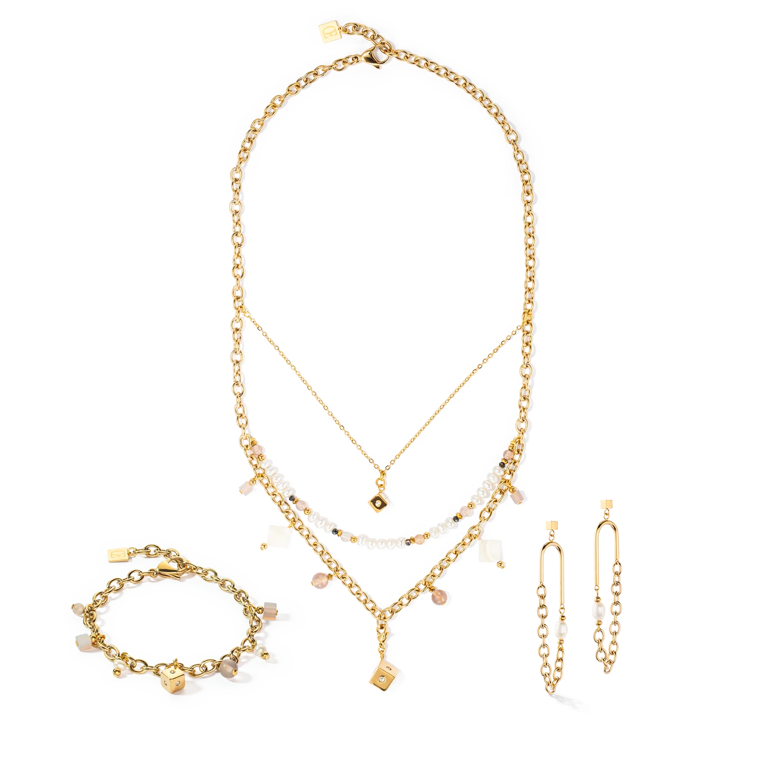 COEUR DE LION - Armkette Boho mit Süsswasserperlen Edelstahl vergoldet - Juwelier Donkel