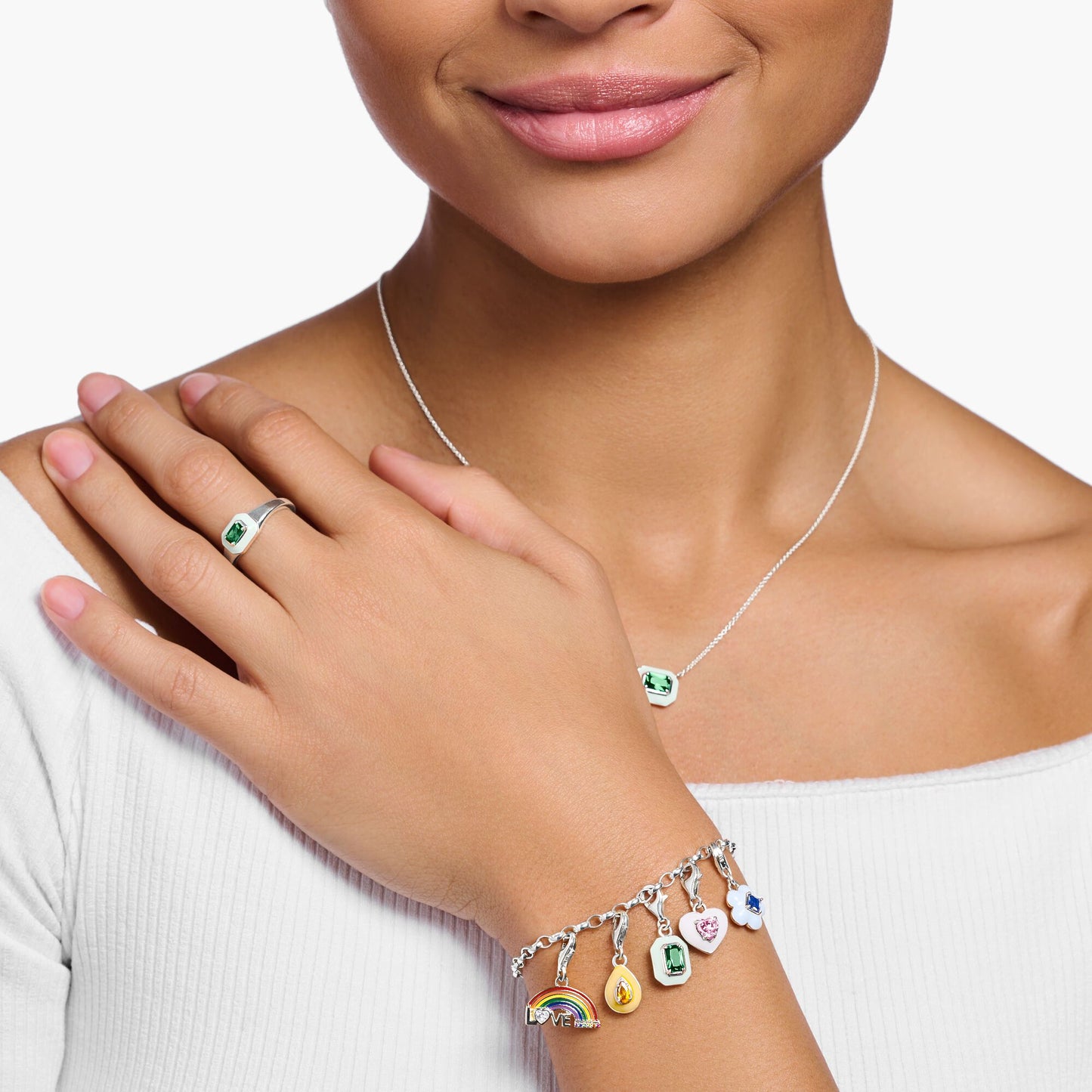 THOMAS SABO - Charm-Anhänger oranger Tropfen Silber