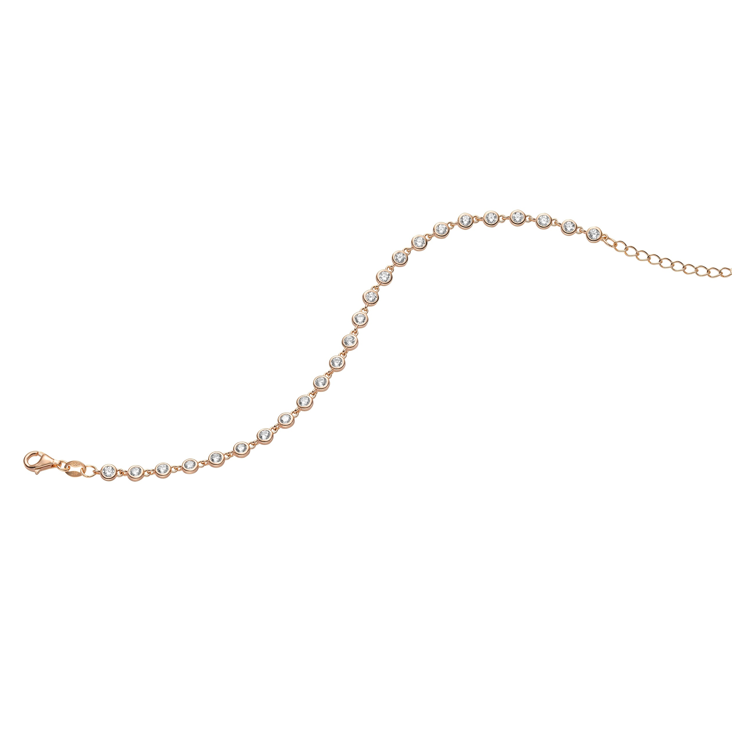 Armkette in Silber rosevergoldet mit Zirkonia - Juwelier Donkel