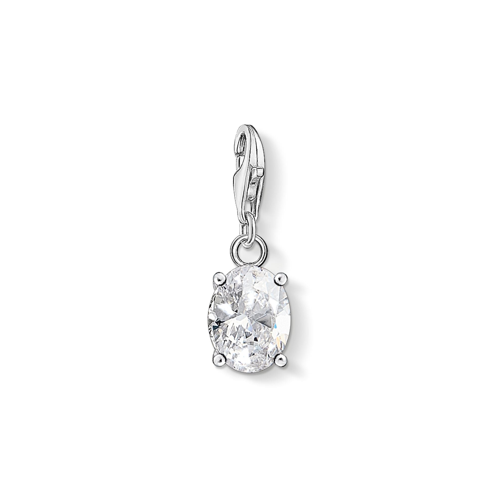 THOMAS SABO - Charm-Anhänger weißer Stein oval in Silber - Juwelier Donkel
