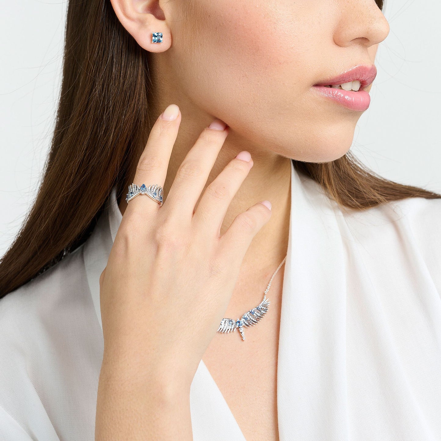 THOMAS SABO - Ring Phönix-Flügel mit blauen Steinen in Silber