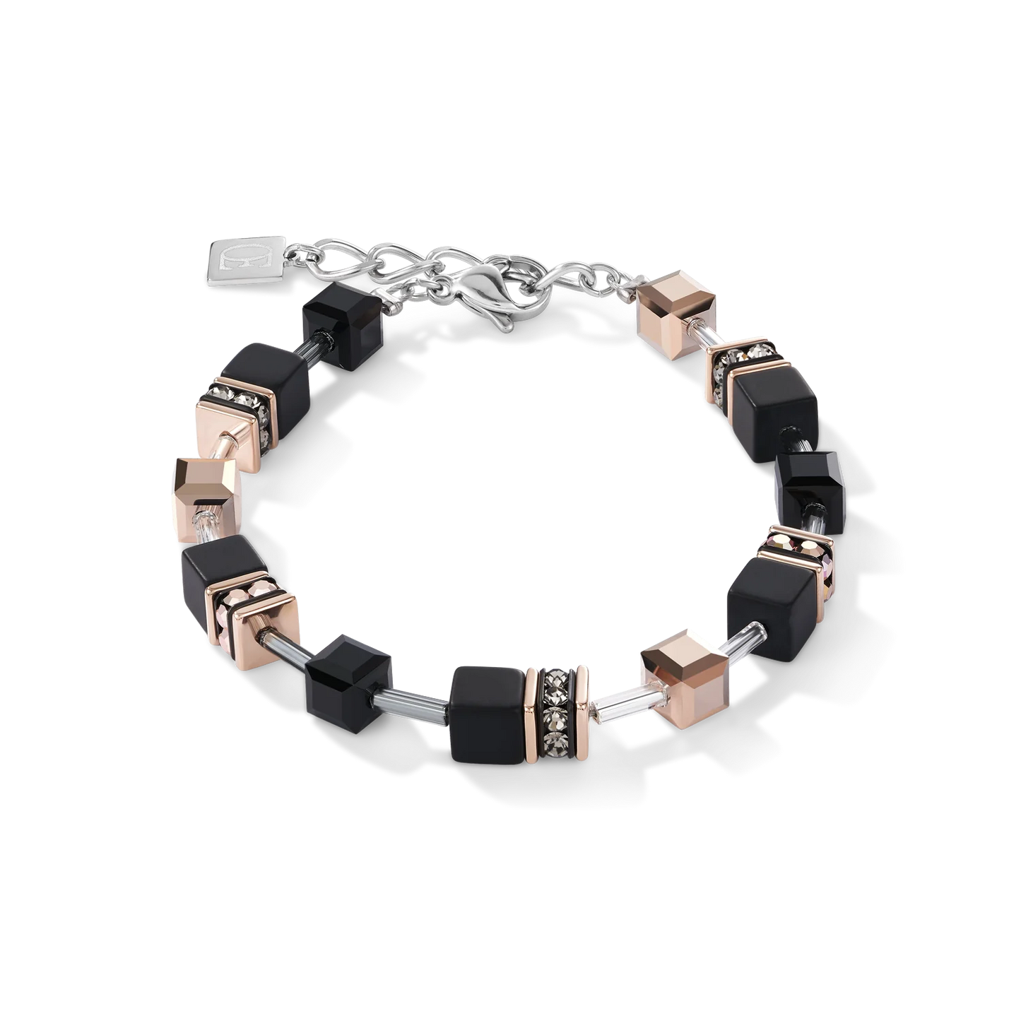 COEUR DE LION - Armband Onyx schwarz-roségold aus Edelstahl