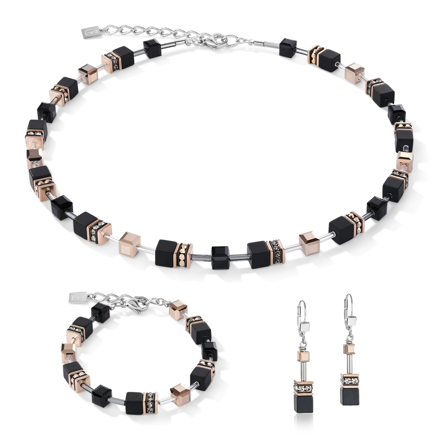 COEUR DE LION - Armband Onyx schwarz-roségold aus Edelstahl