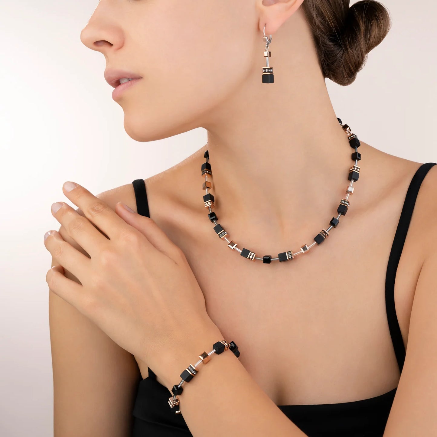 COEUR DE LION - Armband Onyx schwarz-roségold aus Edelstahl