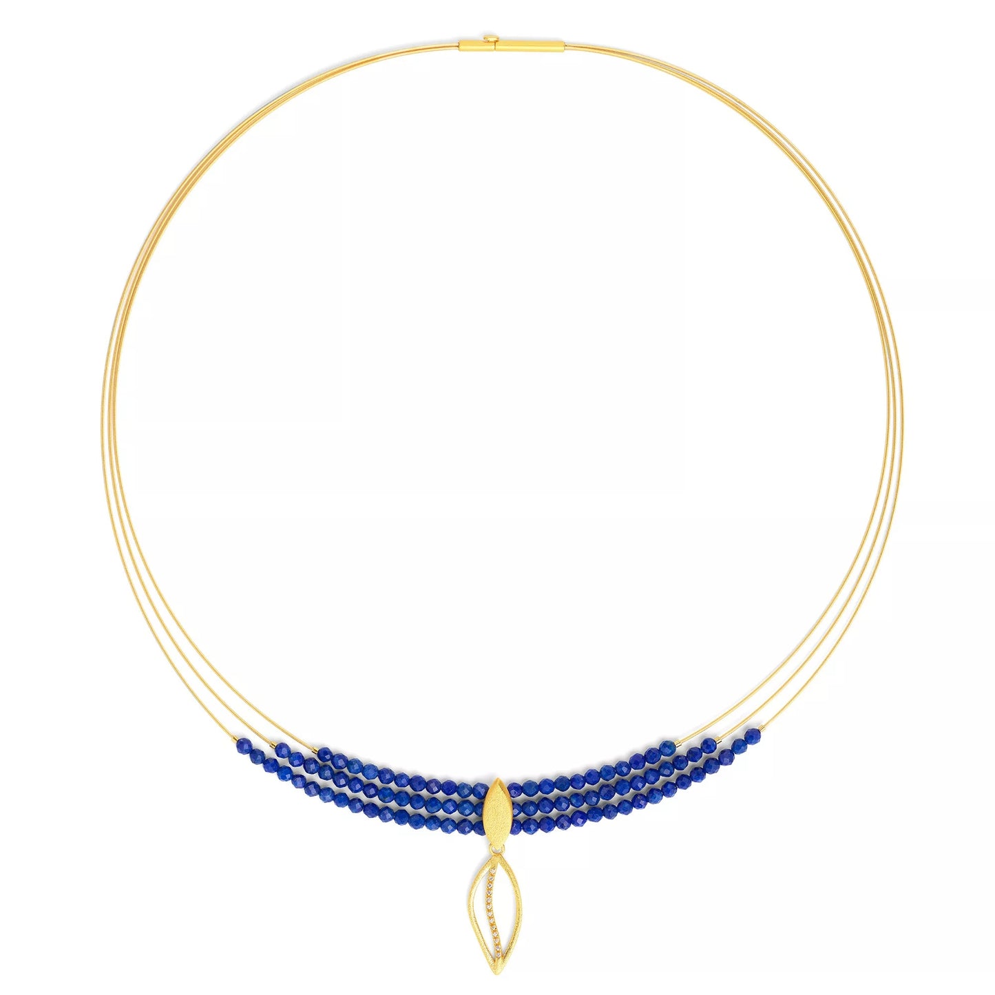 BERND WOLF - Swanja Collier mit elegant leuchtendem Lapislazuli und 24 Karat Goldplattierung
