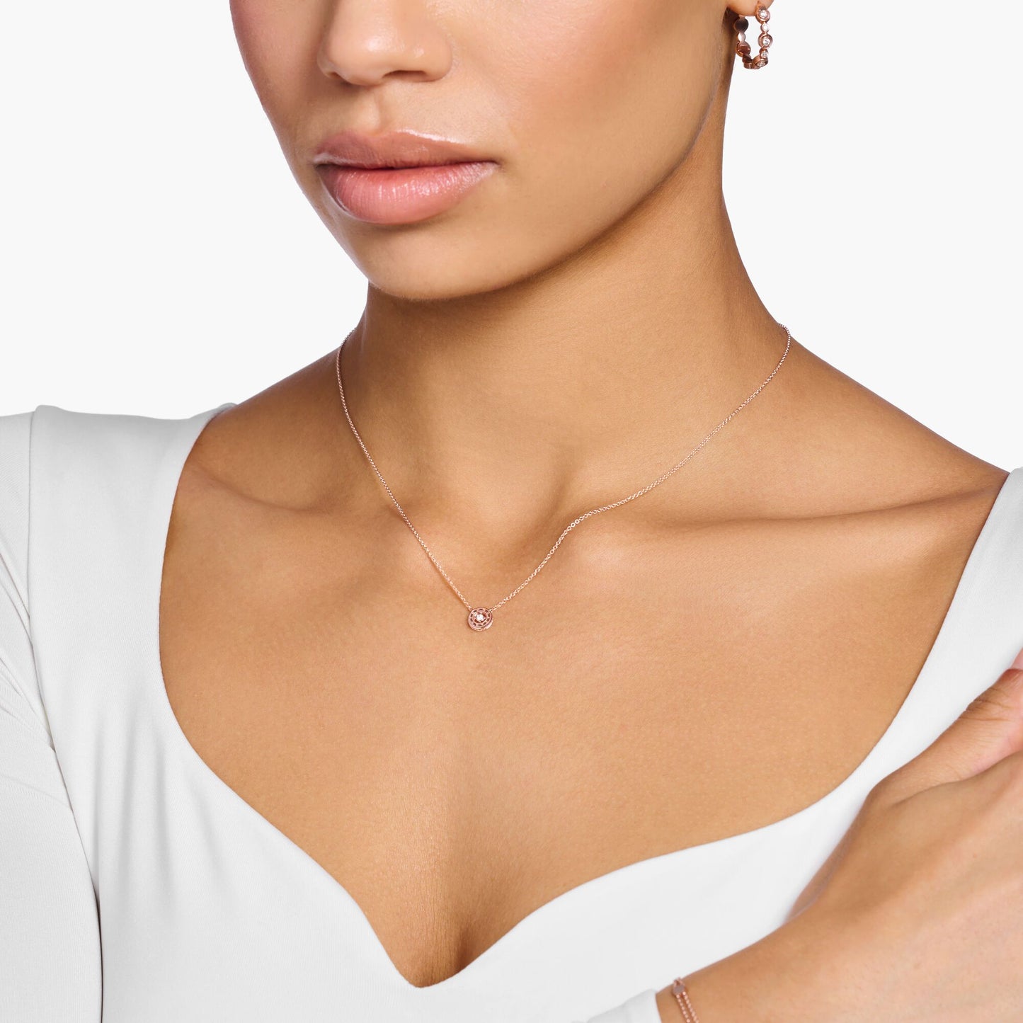 THOMAS SABO - Kette Kreis mit weißem Stein verroségoldet