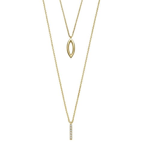 WILHELM MÜLLER - Halskette 2-reihig in Gold mit Brillanten