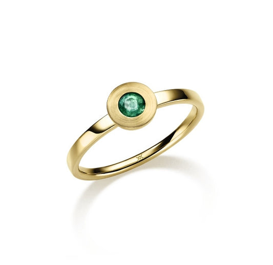 WILHELM MÜLLER - Ring in Gold mattiert mit Smaragd