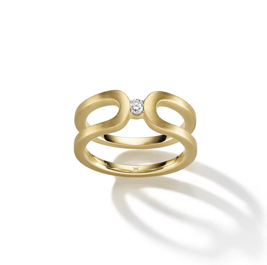 WILHELM MÜLLER - Ring in Gold teilweise mattiert mit Brillant