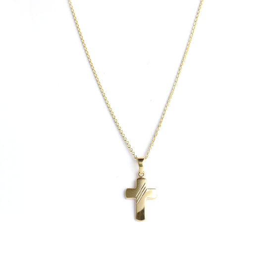 VICTORY- Kreuz Anhänger in Gold teilweise mattiert