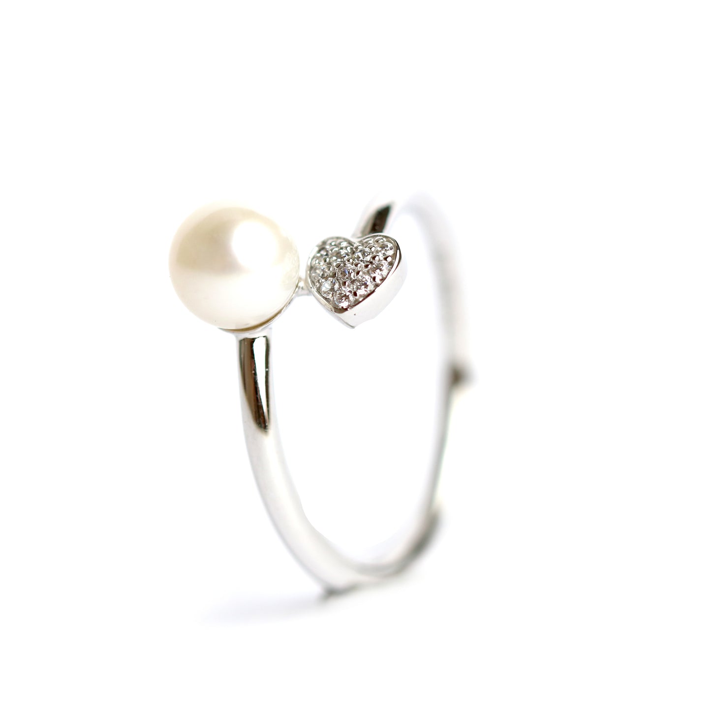 WILHELM MÜLLER - Ring in Silber mit Süßwasserperle und Herz Zirkonia