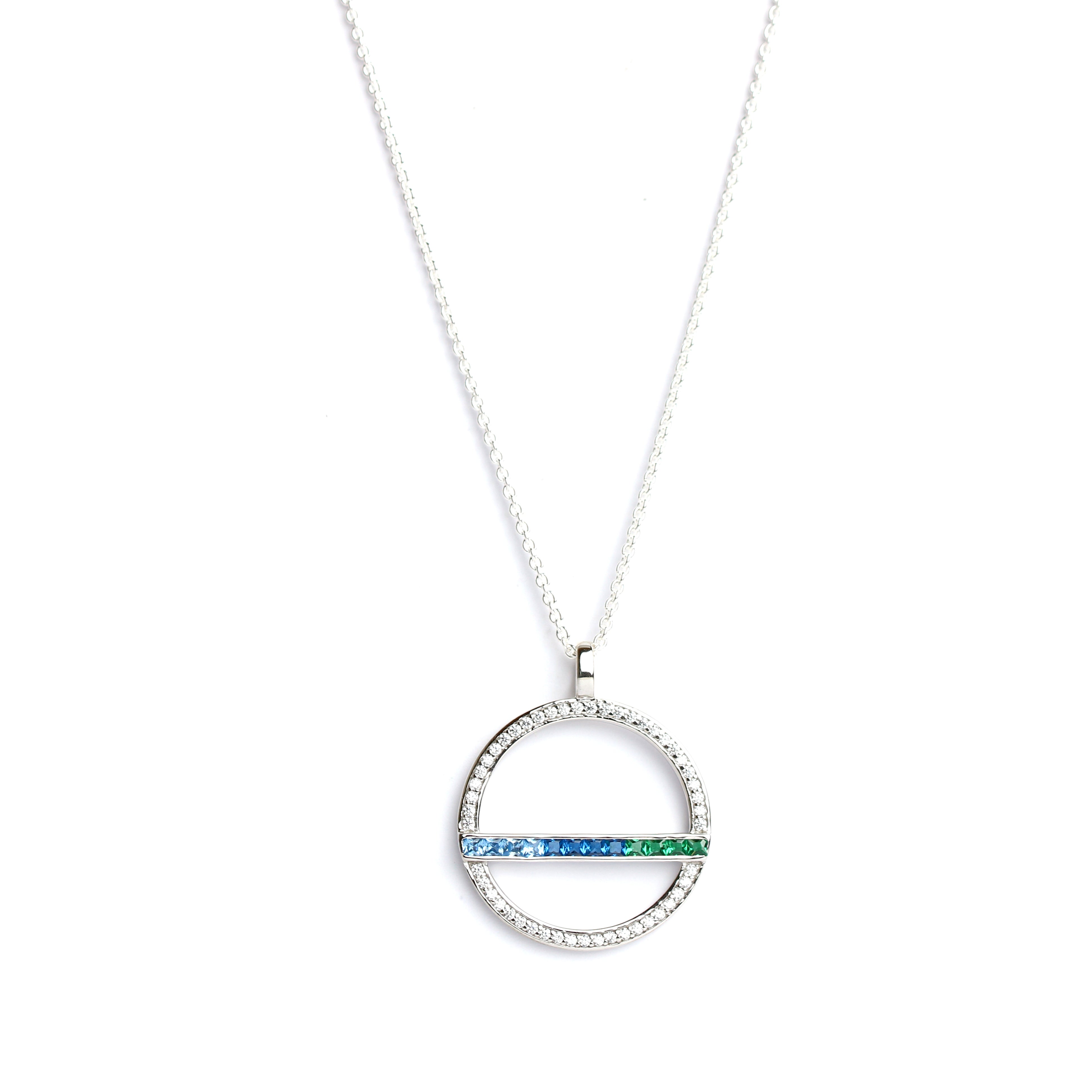 WILHELM MÜLLER - Anhänger mit bunten und weißen Zirkonia in Ringform