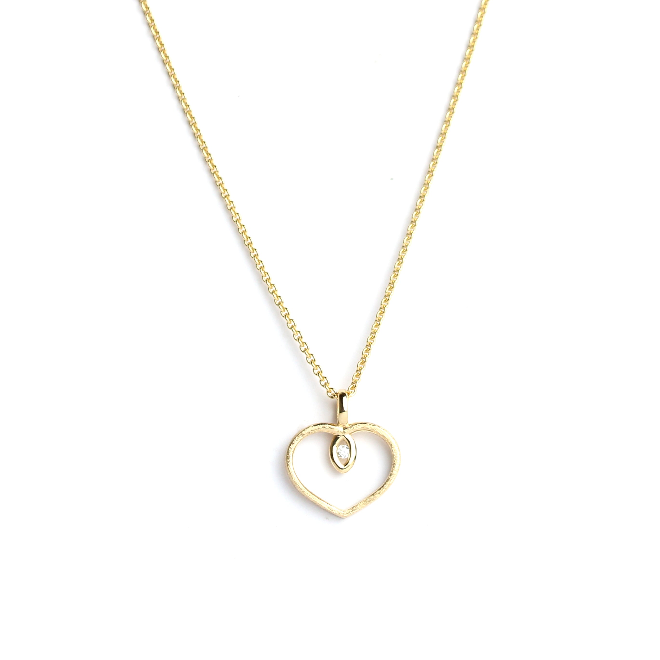 WILHELM MÜLLER - Anhänger Herz in Gold mit kleinem Brillant - Juwelier Donkel