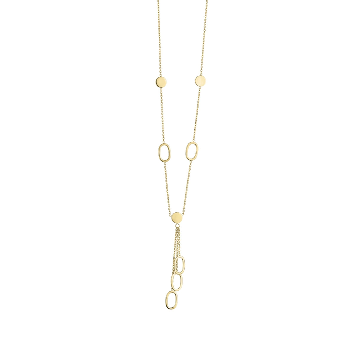 WILHELM MÜLLER - Halskette ,,Y´´ in Gold mit ovalen und runden Elementen