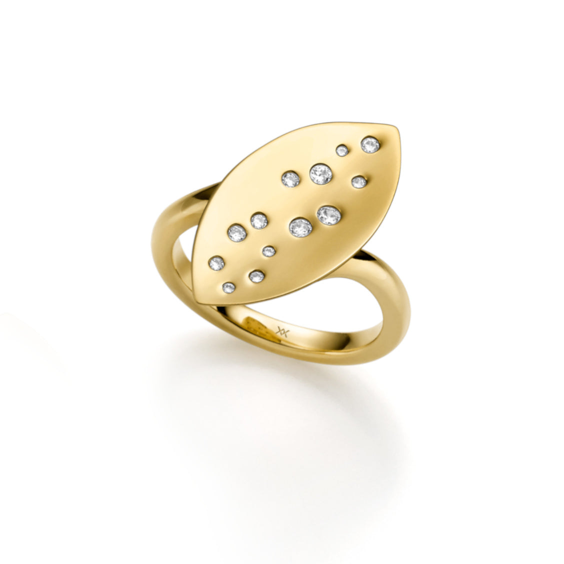 WILHELM MÜLLER - Ring in Silber mit ovalen Goldelementen und Zirkonia