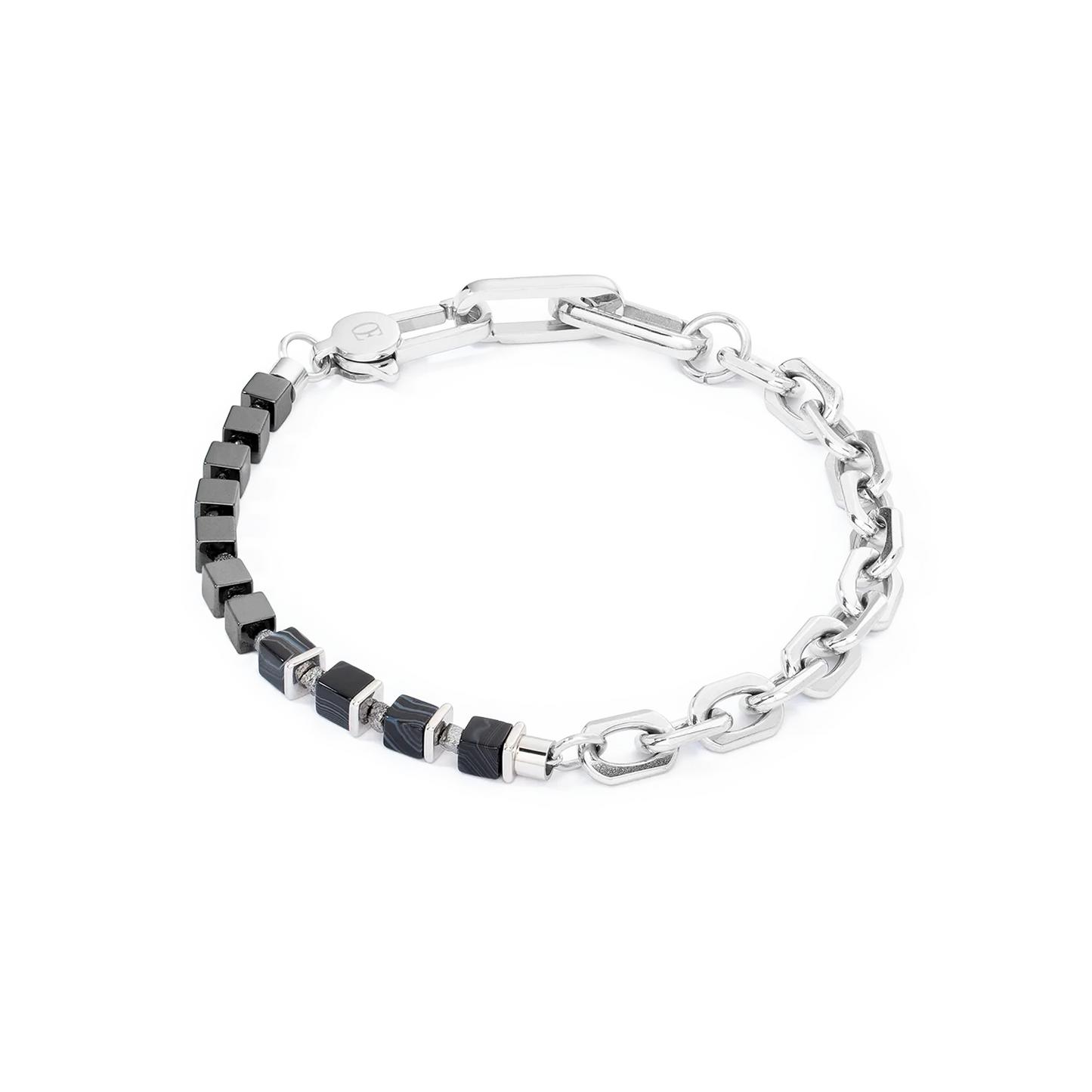COEUR DE LION - Unisex Armkette Fusion link chain schwarz in Edelstahl Grau