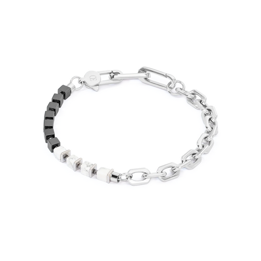 COEUR DE LION - Unisex Armkette Fusion link chain weiß in Edelstahl Grau
