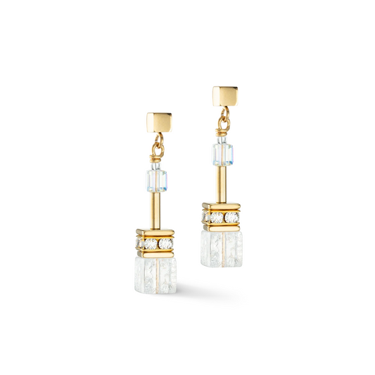 COEUR DE LION - Ohrhänger GeoCUBE® Iconic Nature Ohrringe gold-weiß in Edelstahl Gold